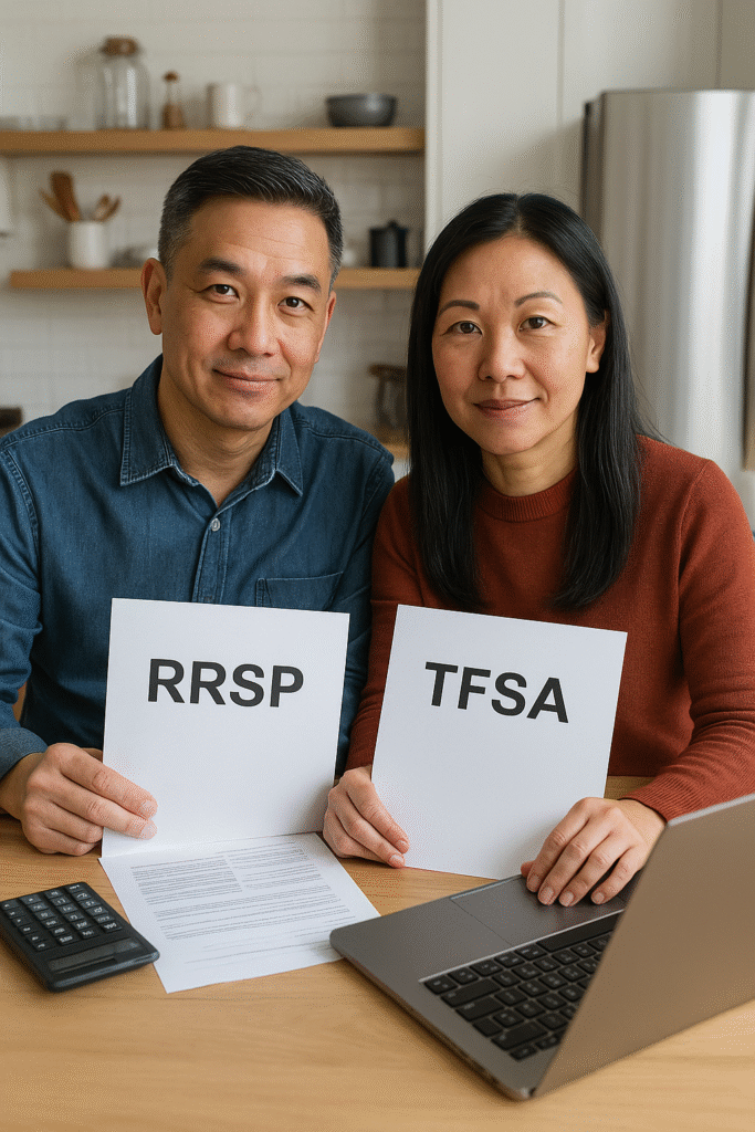 canadian couple reviewing finances