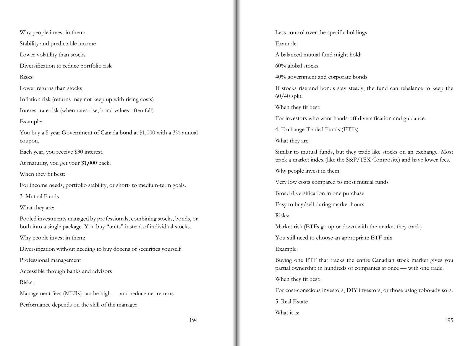 Preview pages from the Investing chapter